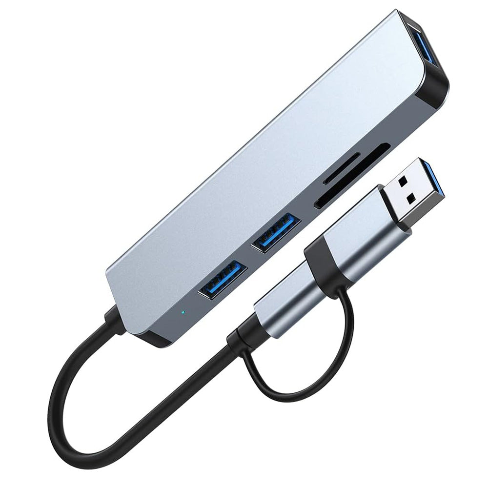 Hub USB / USB-C Techsuit H7 DataBridge, 5in1, Siv