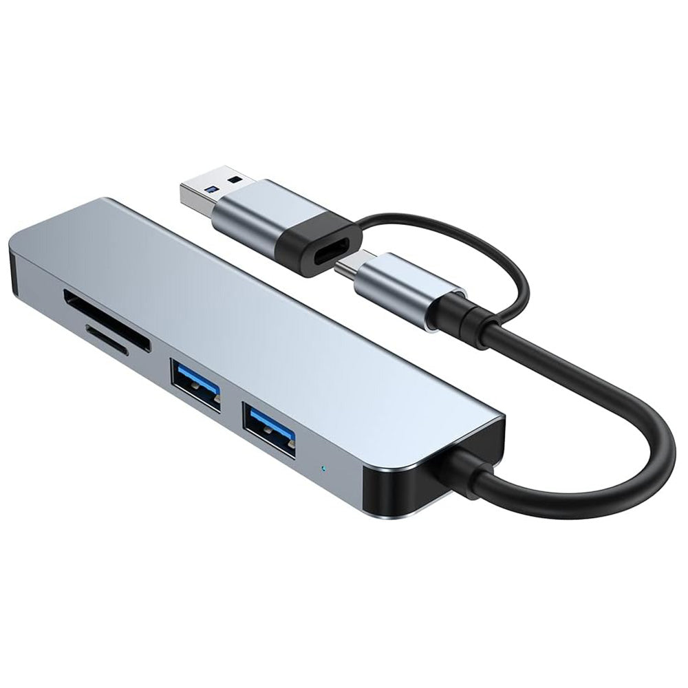 Hub USB / USB-C Techsuit H7 DataBridge, 5in1, Siv