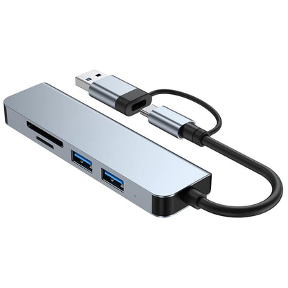 Hub USB / USB-C Techsuit H7 DataBridge, 5in1, Siv