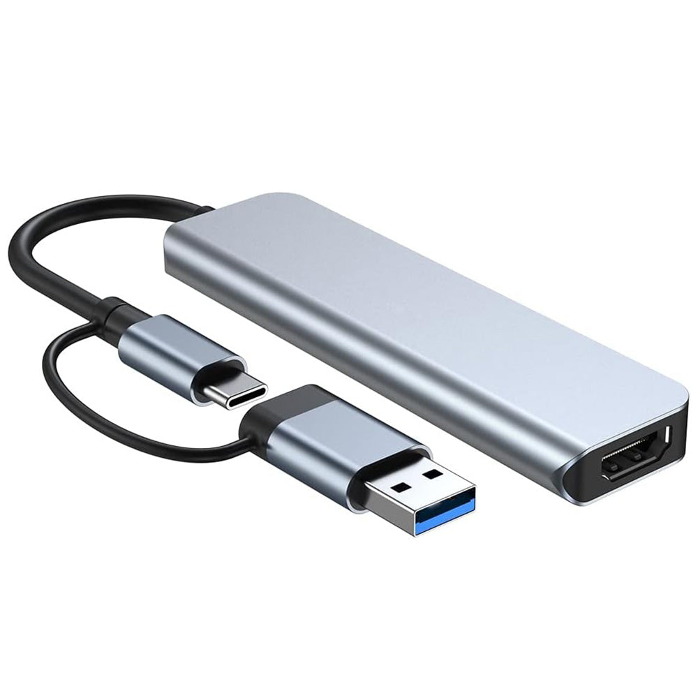 Hub USB / USB-C Techsuit H7 DataBridge, 5in1, Siv