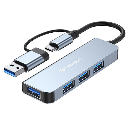 Hub USB / USB-C Techsuit H8 DataBridge, 4in1, Siv