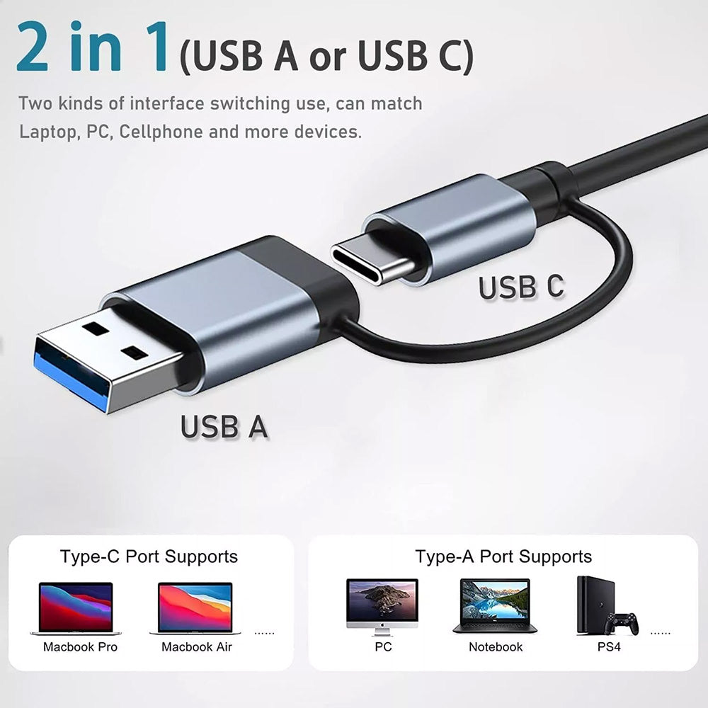 Hub USB / USB-C Techsuit H8 DataBridge, 4in1, Siv