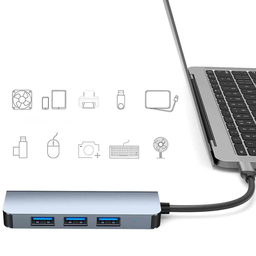 Hub USB / USB-C Techsuit H8 DataBridge, 4in1, Siv