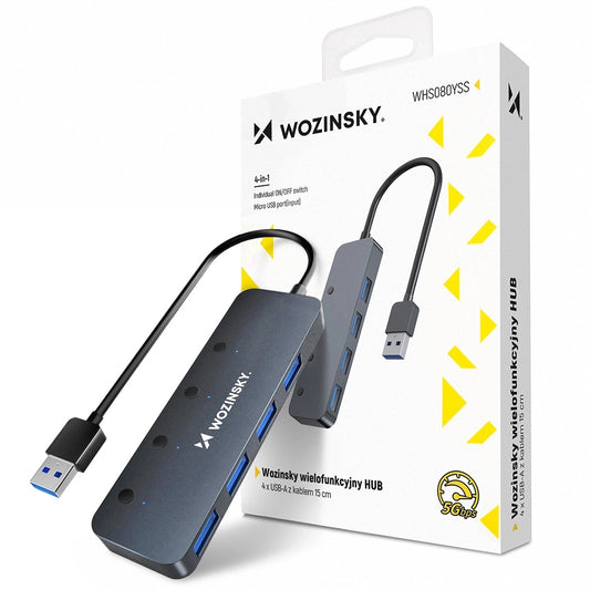 USB Hub WZK WHS080YSS, 4 x USB-A 3.0, Siv