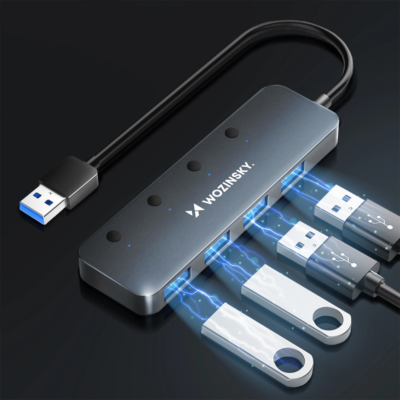 USB Hub WZK WHS080YSS, 4 x USB-A 3.0, Siv