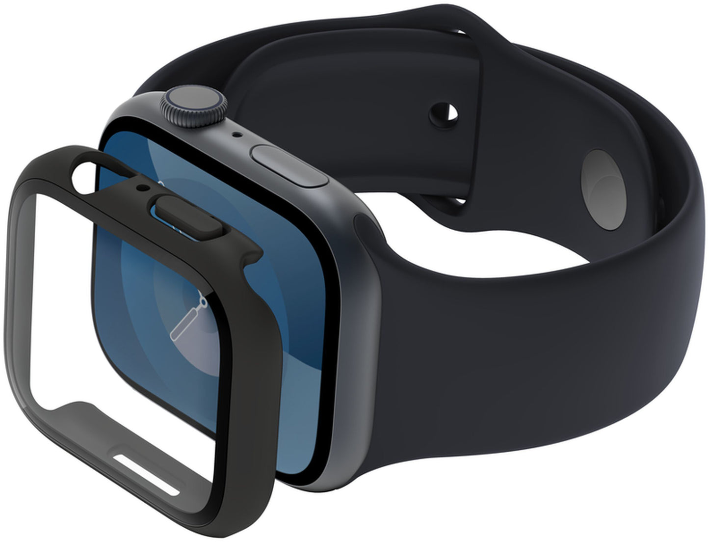 Ovitek Belkin ScreenForce TemperedCurve za Apple Watch 44mm / 45mm serije, črn OVG004zzBK-REV