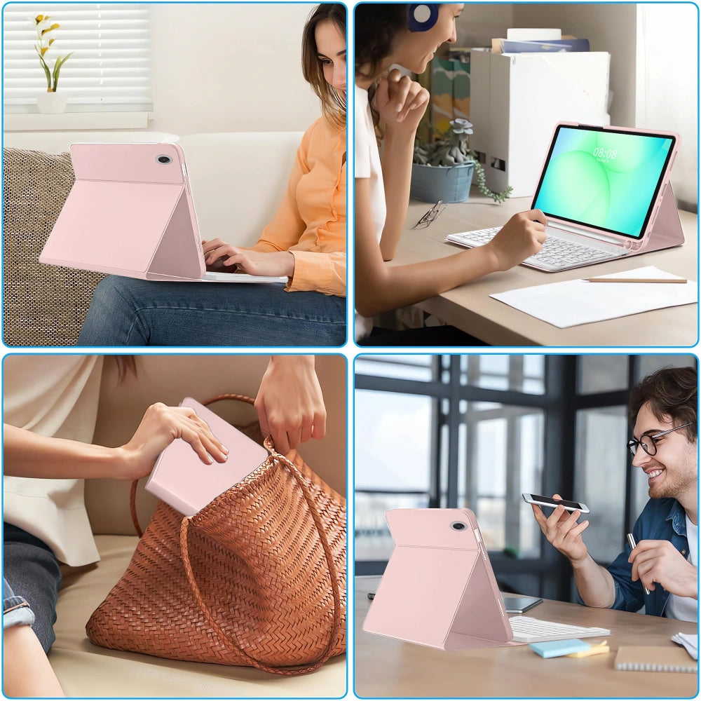 Ovitek s tipkovnico za Samsung Galaxy Tab A11+ / Tab A9+, Tech-Protect, SC PEN, Roza