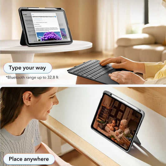 Keyboard Case for Apple iPad (2025) / (2022), ESR, Flex, Gray