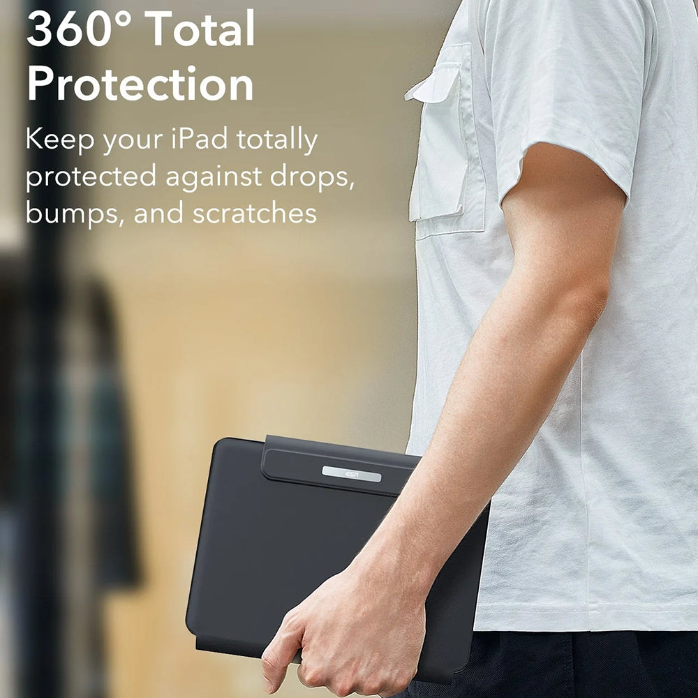 Ovitek s tipkovnico za Apple iPad (2025) / (2022), ESR, Rebound, Siv