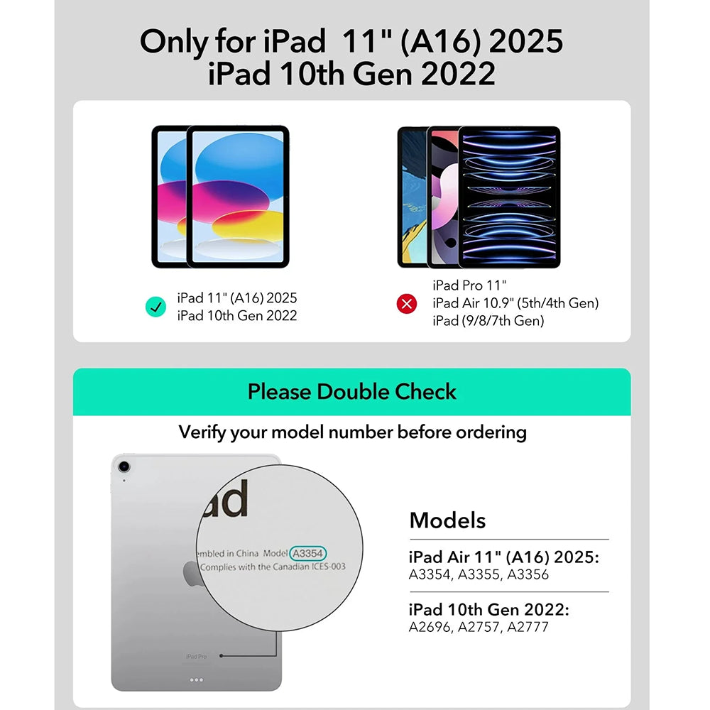 Ovitek s tipkovnico za Apple iPad (2025) / (2022), ESR, Rebound, Siv