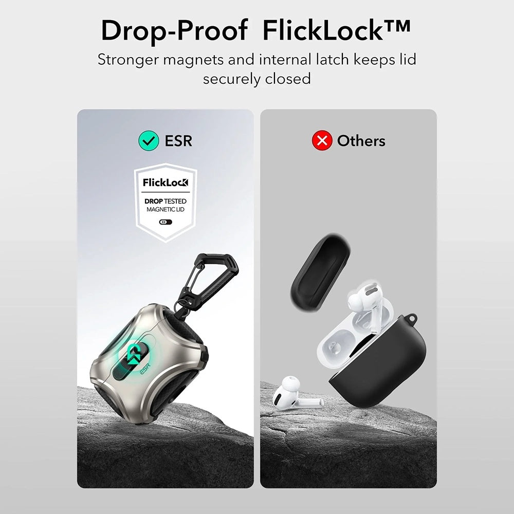 Ovitek ESR Cyber FlickLock za Apple AirPods Pro 3, Siv