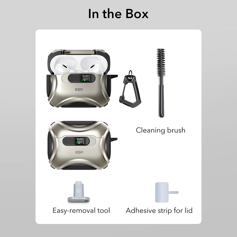 Ovitek ESR Cyber FlickLock za Apple AirPods Pro 3, Siv