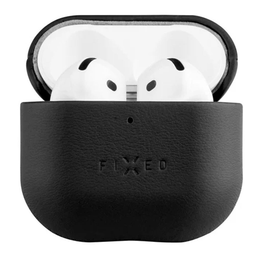 Ovitek Fixed PodsLeather za Apple AirPods 4, črn