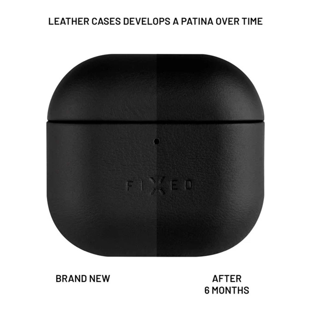 Ovitek Fixed PodsLeather za Apple AirPods 4, črn