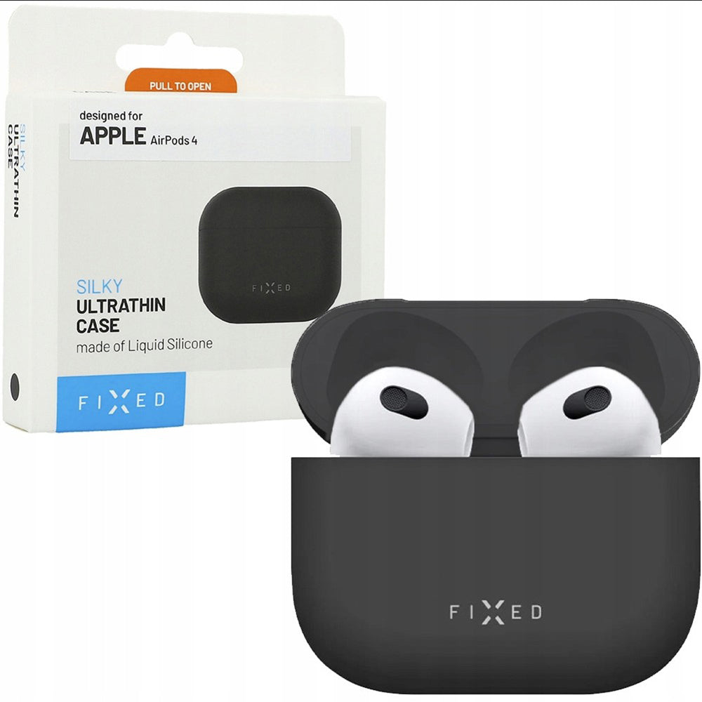 Ovitek Fixed Silky za Apple AirPods 4, Črn