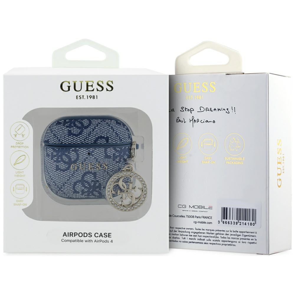 Ovitek Guess 4G Strass Charm za Apple AirPods 4, Modra
