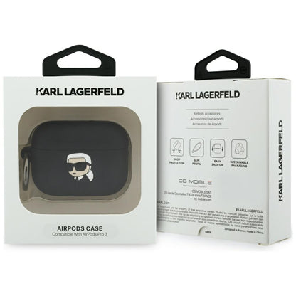Ovitek Karl Lagerfeld 3D Karl's Head za Apple Airpods Pro 3, Črn