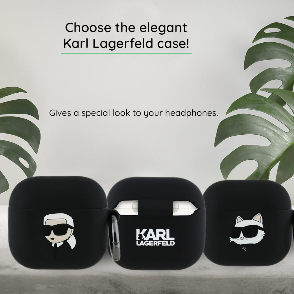 Ovitek Karl Lagerfeld 3D Choupette's Head za Apple AirPods 4, Črn