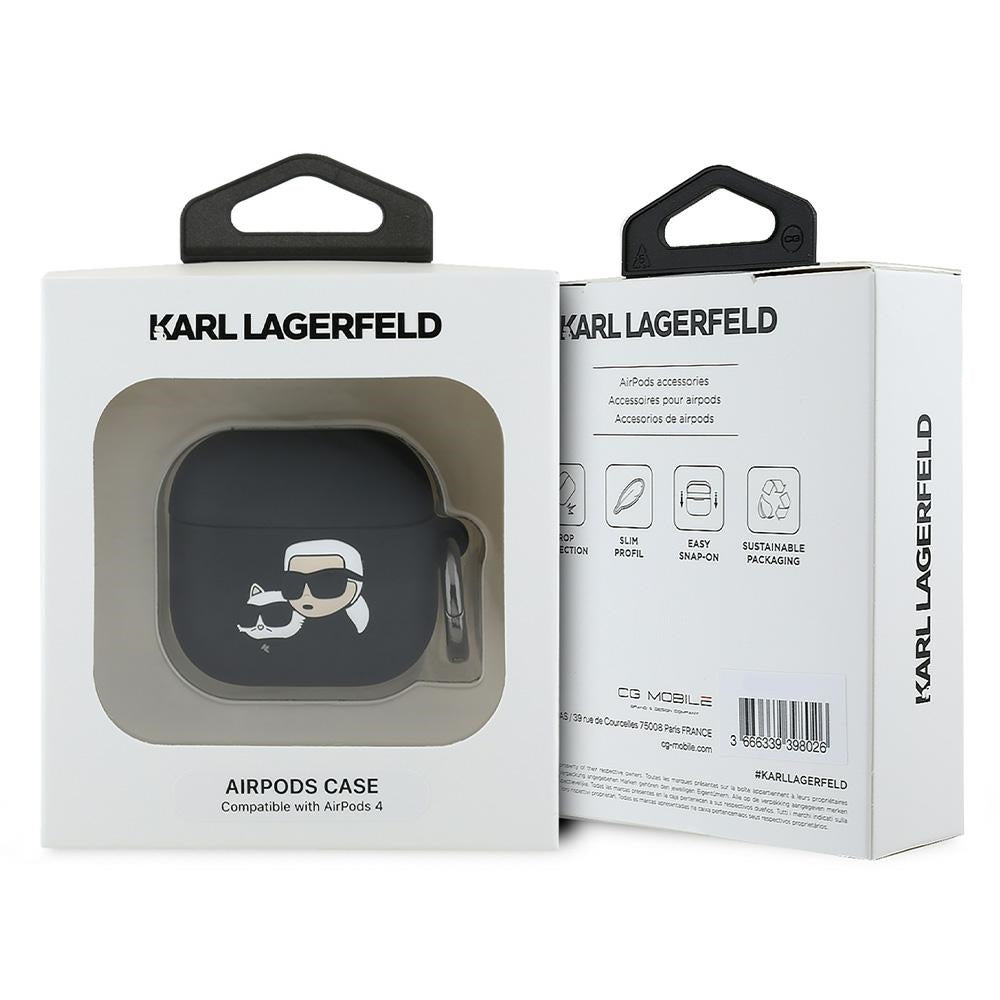 Ovitek Karl Lagerfeld 3D Karl & Choupette's Heads za Apple AirPods 4, Črn