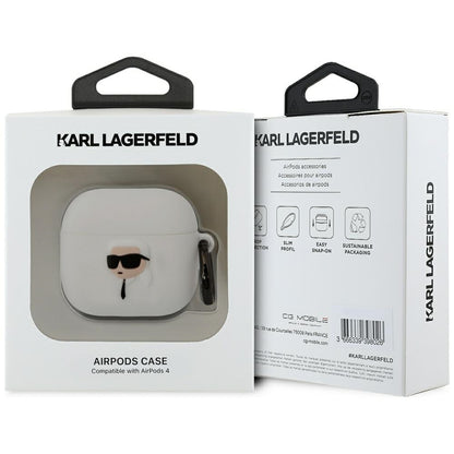 Ovitek Karl Lagerfeld 3D NFT Karl's Head za Apple AirPods 4, Bel