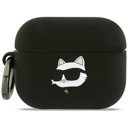 Ovitek Karl Lagerfeld Silicone Choupette's Head 3D za Apple AirPods Pro 3, črn