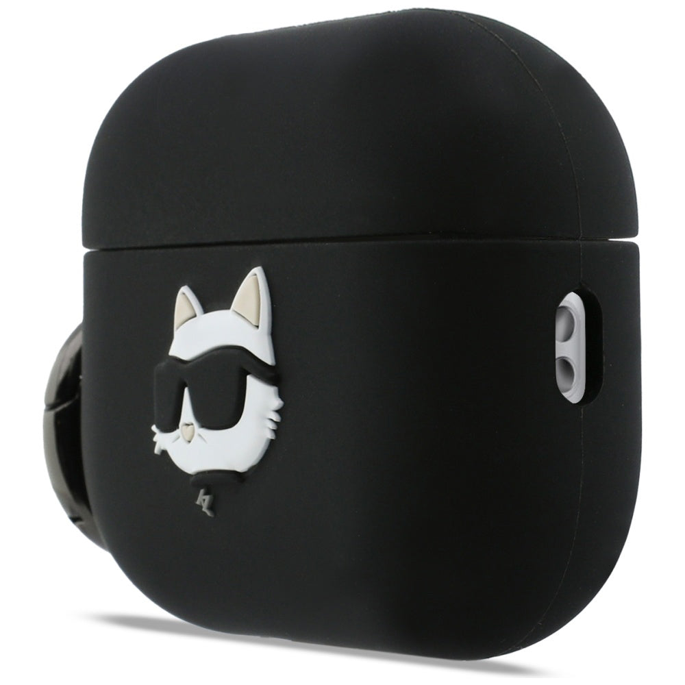 Ovitek Karl Lagerfeld Silicone Choupette's Head 3D za Apple AirPods Pro 3, črn