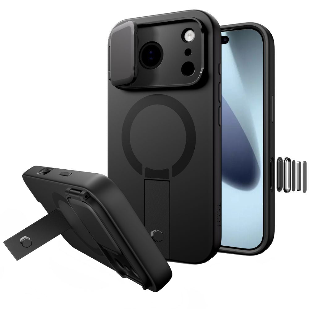 Ovitek MagSafe za Apple iPhone 17 Pro, Tech-Protect, Kevlar Aura, Črn