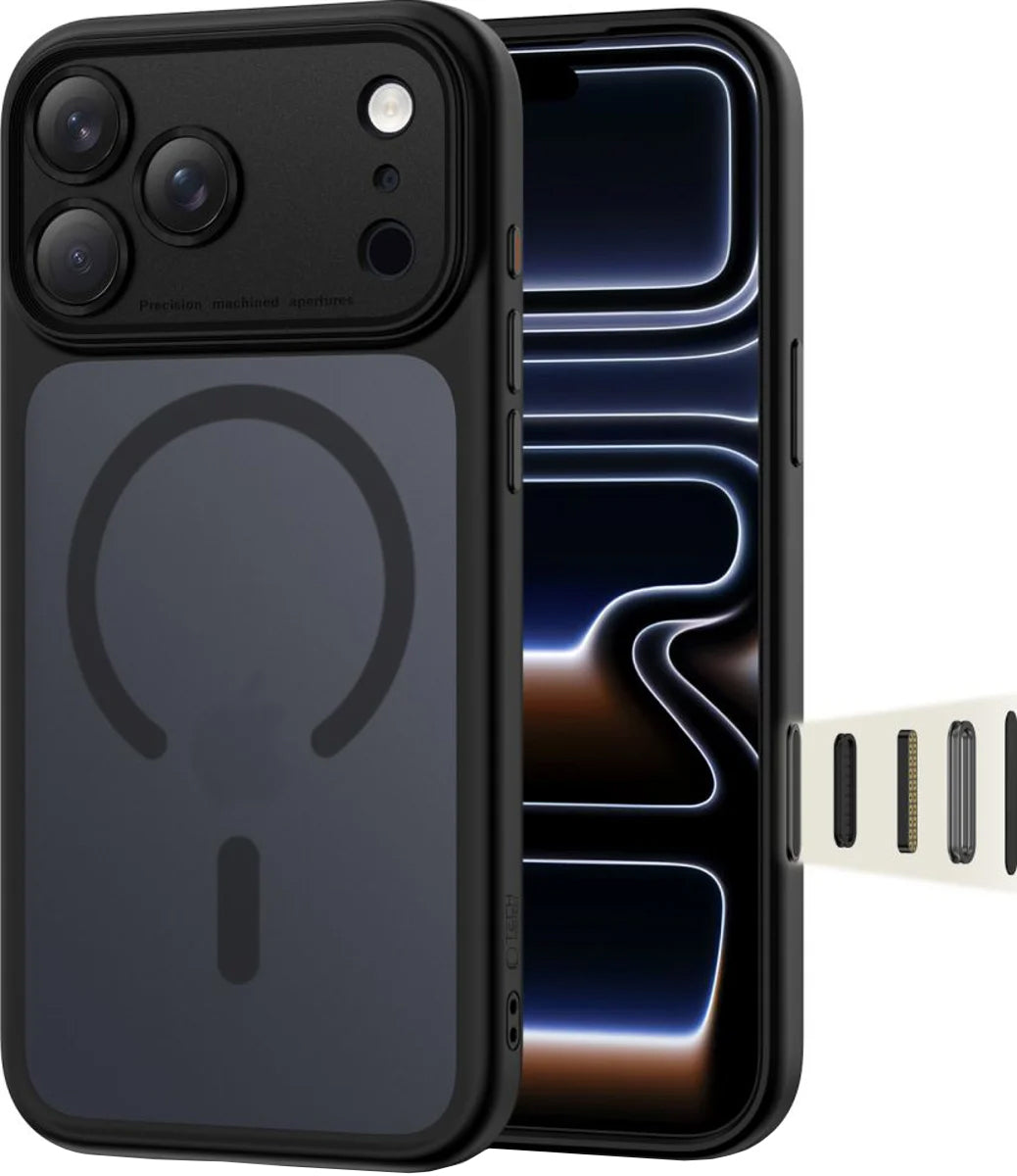 Ovitek MagSafe za Apple iPhone 17 Pro Max, Tech-Protect, MagPeak, Mat Črna