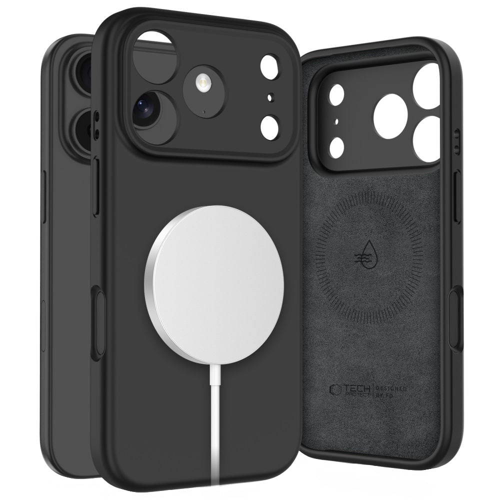Ovitek MagSafe za Apple iPhone 17 Pro, Tech-Protect, Silikon, Črn