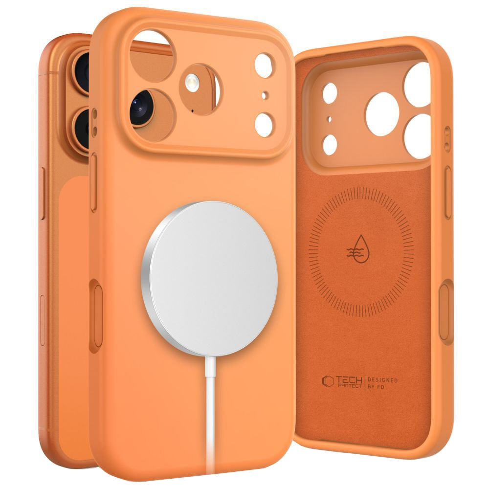 Ovitek MagSafe za Apple iPhone 17 Pro, Tech-Protect, Silikon, Oranžen