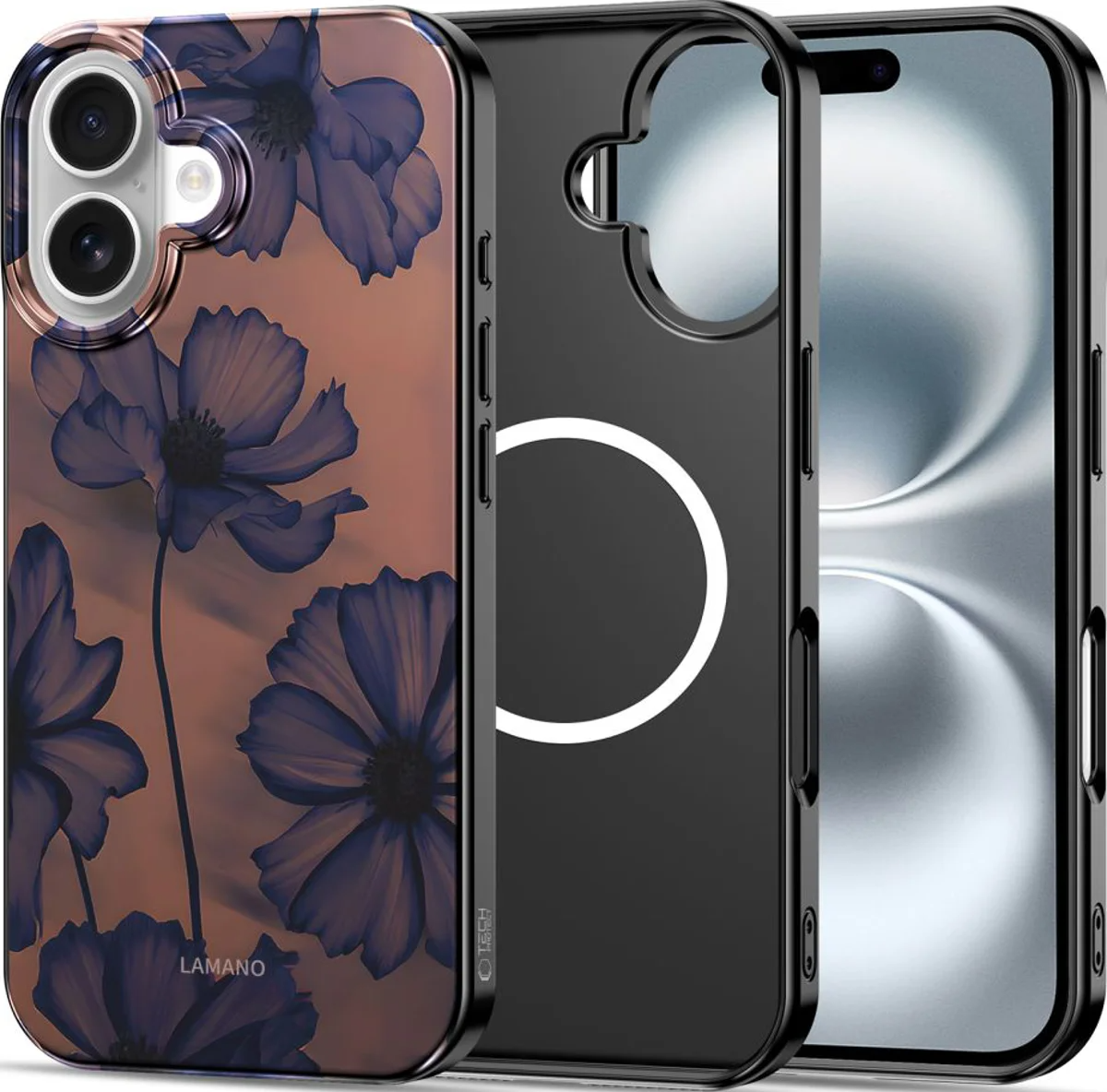 Ovitek MagSafe za Apple iPhone 16, Tech-Protect, Lamano Velvet Night, Črn