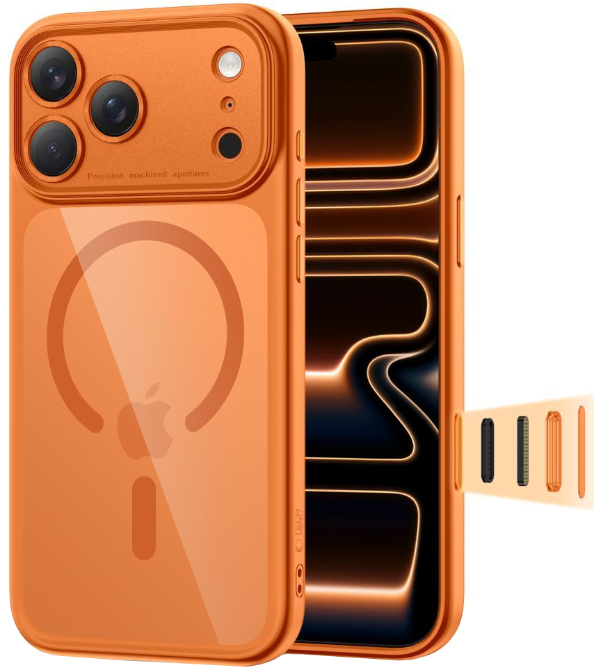 Ovitek MagSafe za Apple iPhone 17 Pro, Tech-Protect, MagPeak, Oranžen