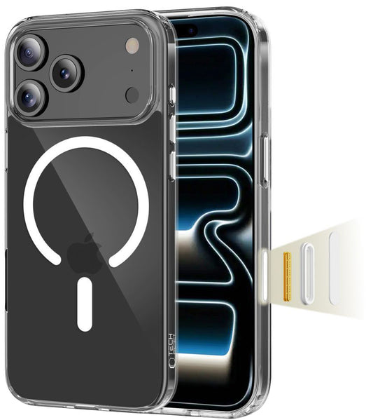 Ovitek MagSafe za Apple iPhone 17 Pro Max, Tech-Protect, Flexair Hybrid CC, Prozoren