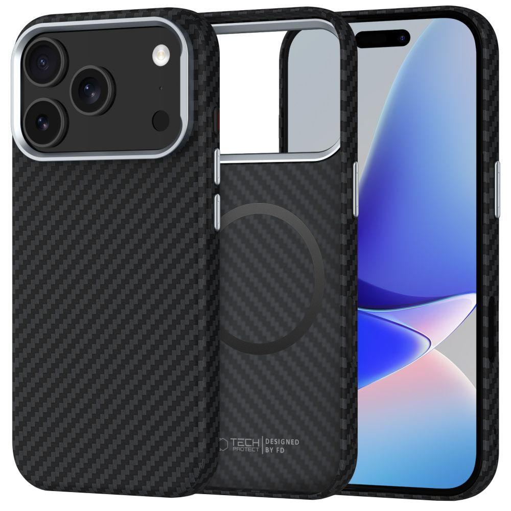 Ovitek MagSafe za Apple iPhone 17 Pro Max, Tech-Protect, Ion Carbon, Črn