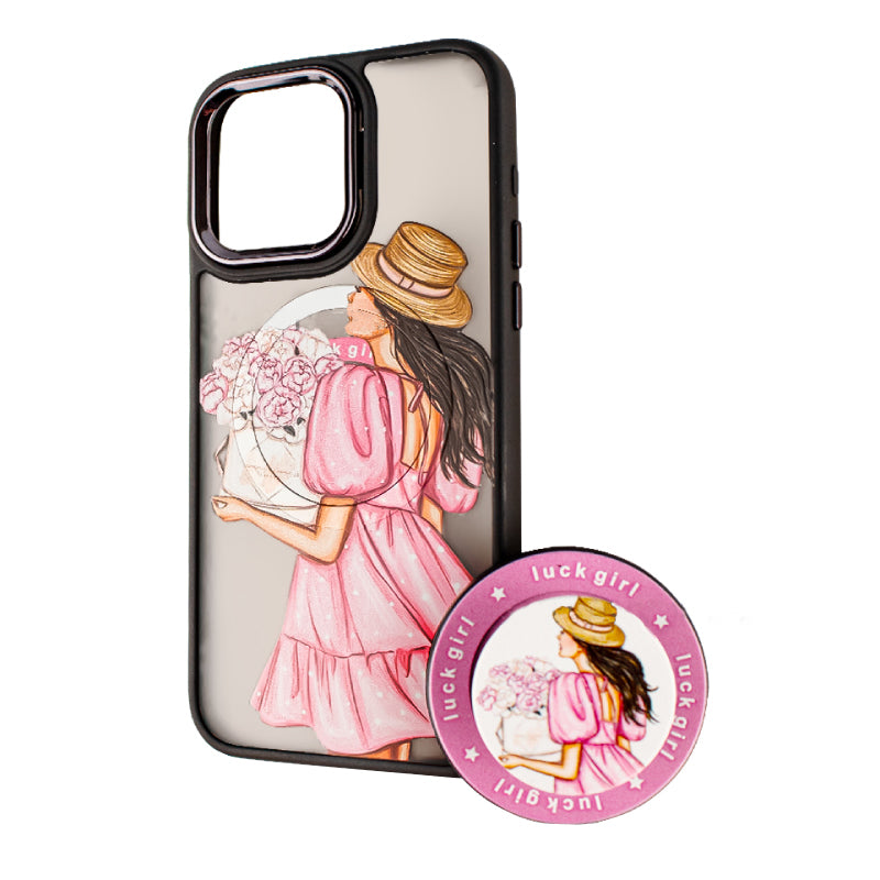 MagSafe ovitek za Apple iPhone 13 Pro Max, BOTER, MagPopsocket Luck Girl, večbarven