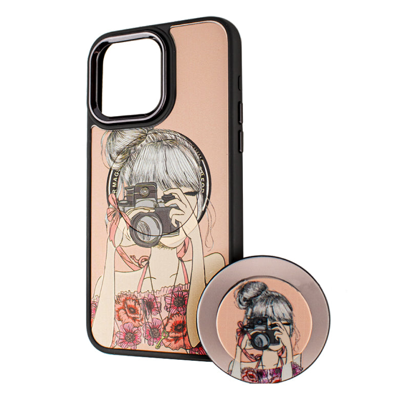 MagSafe ovitek za Apple iPhone 14 Pro Max, BOTER, MagPopsocket Photo Girl, večbarven