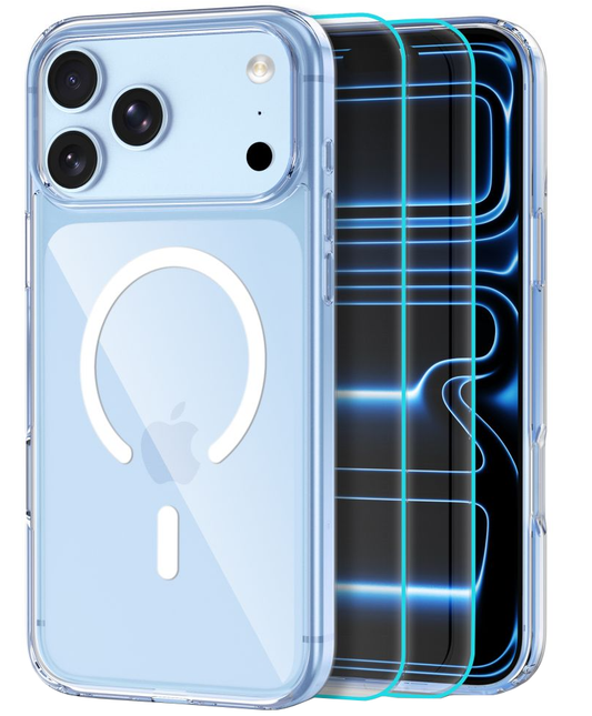 MagSafe ovitek za Apple iPhone 18 Pro Max / 17 Pro Max, Tech-Protect, Flexair Hybrid s zaščito zaslona, Prozoren