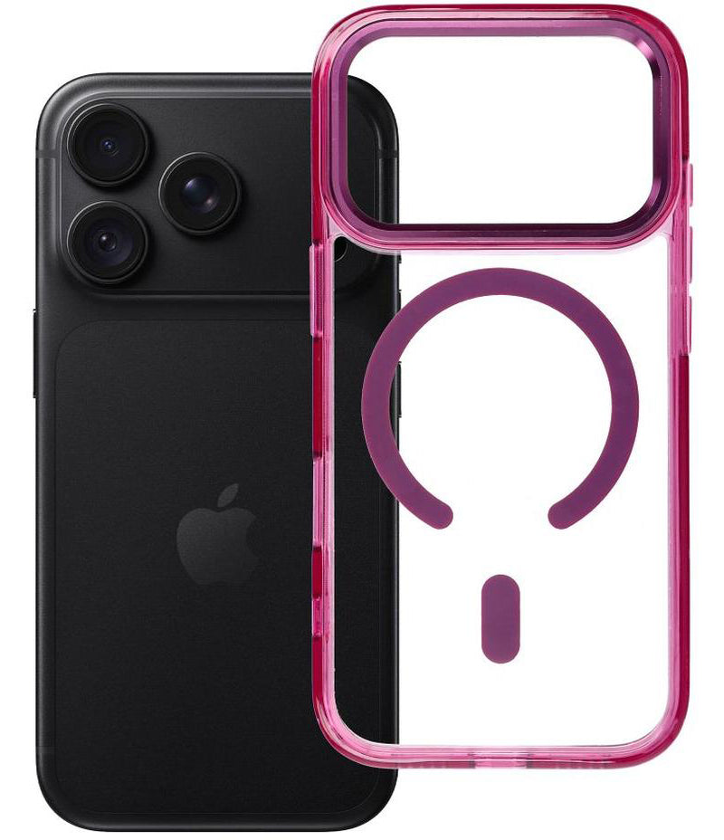 MagSafe ovitek za Apple iPhone 18 Pro / iPhone 17 Pro, OEM, Frame Clear Hybrid, višnjev rdeč