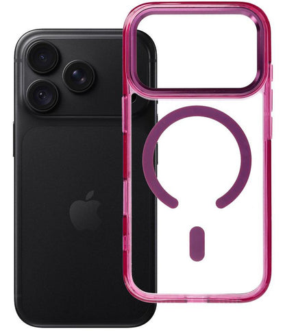 MagSafe ovitek za Apple iPhone 18 Pro / iPhone 17 Pro, OEM, Frame Clear Hybrid, višnjev rdeč