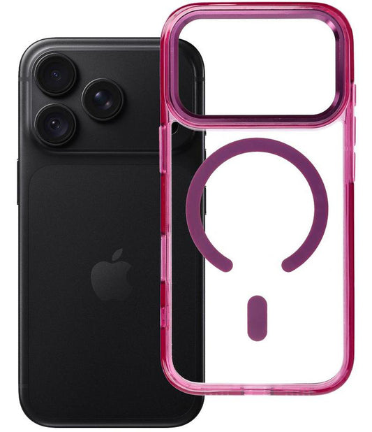 MagSafe ovitek za Apple iPhone 18 Pro / iPhone 17 Pro, OEM, Frame Clear Hybrid, višnjev rdeč