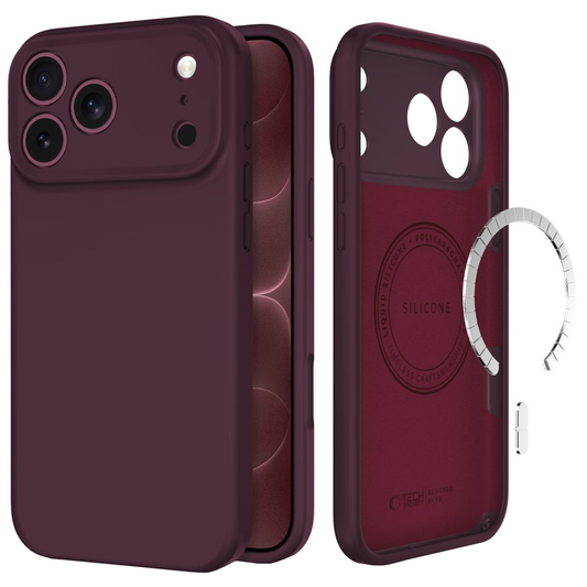 MagSafe ovitek za Apple iPhone 18 Pro / 17 Pro, Tech-Protect, silikon, vinsko rdeč