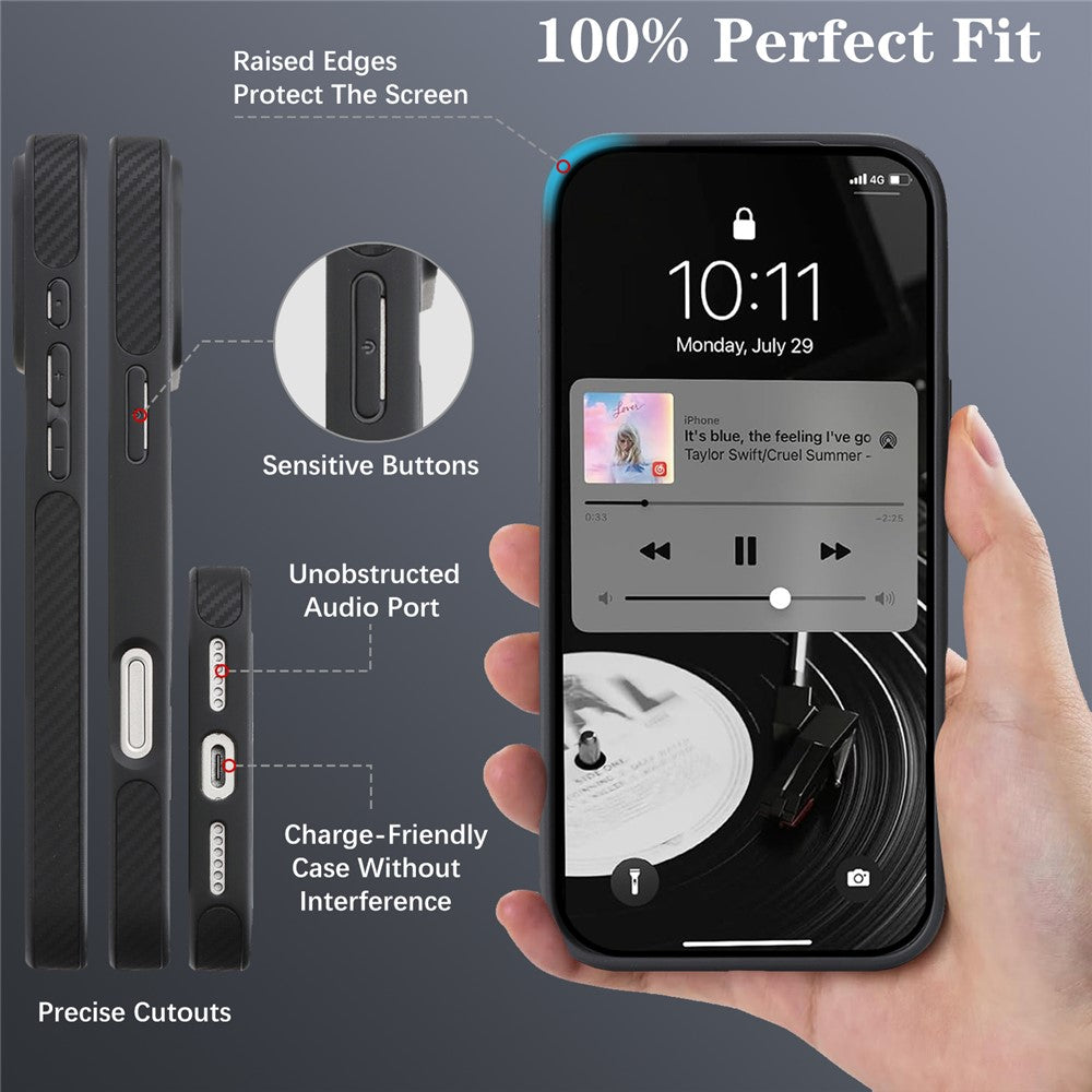 Ovitek MagSafe za Apple iPhone 17 Pro, OEM, ogljikovo kovinsko obrobo, črn