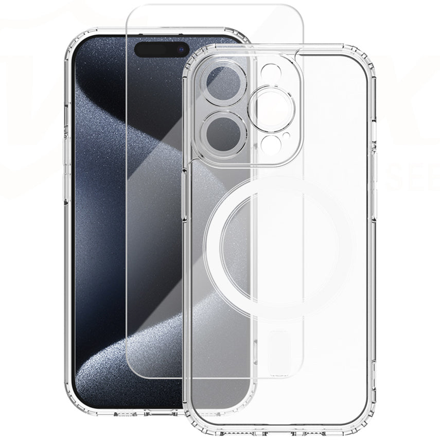 MagSafe Case for Apple iPhone 15 Pro Max, Vmax, Premium, Transparent 