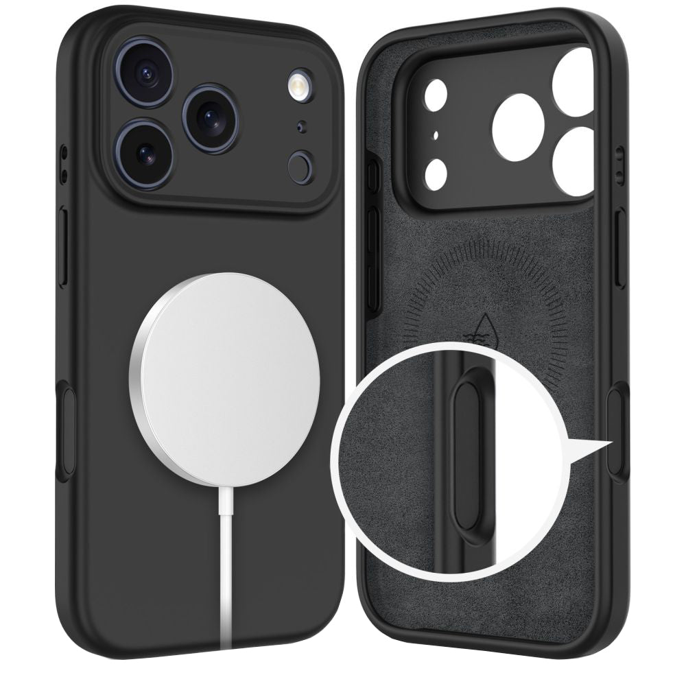 Ovitek MagSafe za Apple iPhone 17 Pro, Tech-Protect, Silikon, Črn