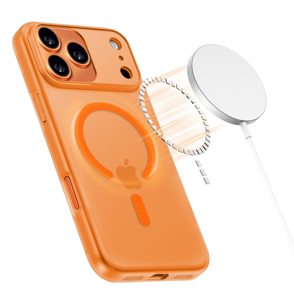 Ovitek MagSafe za Apple iPhone 17 Pro, Tech-Protect, MagSlim, Mat Oranžen