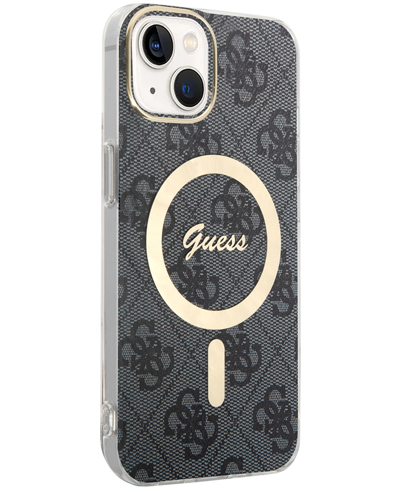 Ovitek MagSafe za Apple iPhone 15, Guess, 4G IML, Črn GUHMP15SH4STK