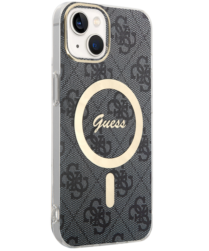 Ovitek MagSafe za Apple iPhone 15, Guess, 4G IML, Črn GUHMP15SH4STK