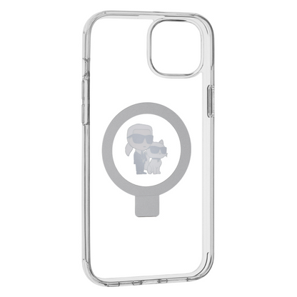 Ovitek MagSafe za Apple iPhone 15 Plus, Karl Lagerfeld, Ringstand Karl and Choupette, bel, ponovno zapakiran