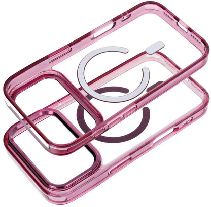 MagSafe ovitek za Apple iPhone 18 Pro / iPhone 17 Pro, OEM, Frame Clear Hybrid, višnjev rdeč