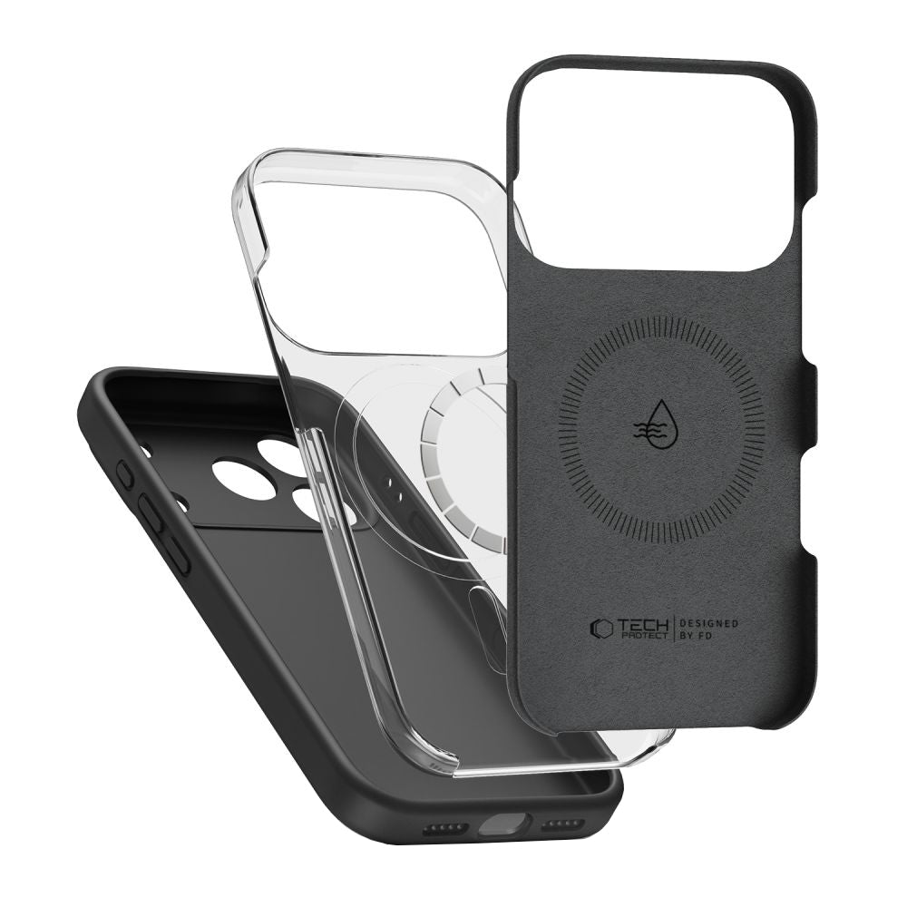 Ovitek MagSafe za Apple iPhone 17 Pro, Tech-Protect, Silikon, Črn